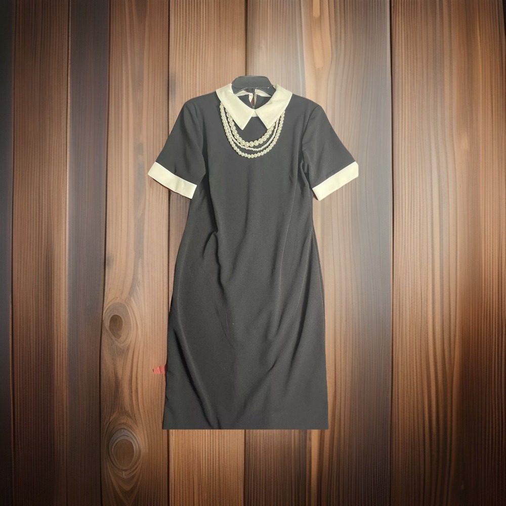 Shelby & Palmer-black & white Pearl  Gothic  1920"s Style dress Size 6